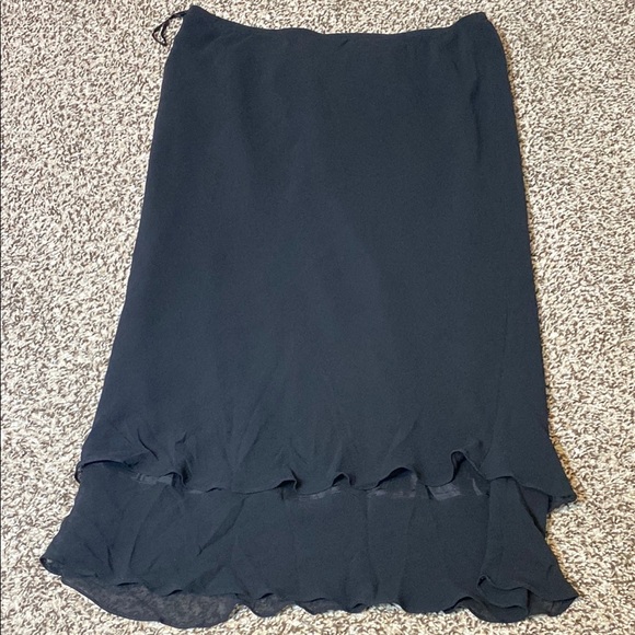 Vintage Y2K Adrianna Papell 100% Silk Black Ruffled Pencil Skirt - Picture 4 of 5